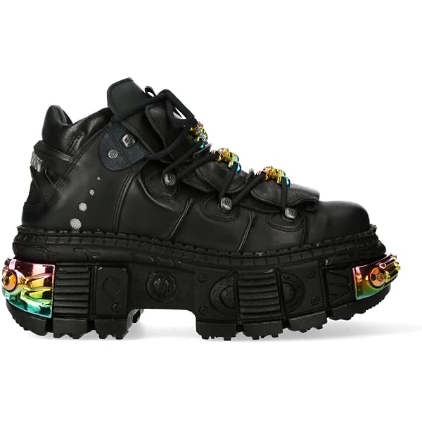 Amazon.com | New Rock Boots WALL106-S25 Unisex Metallic Black